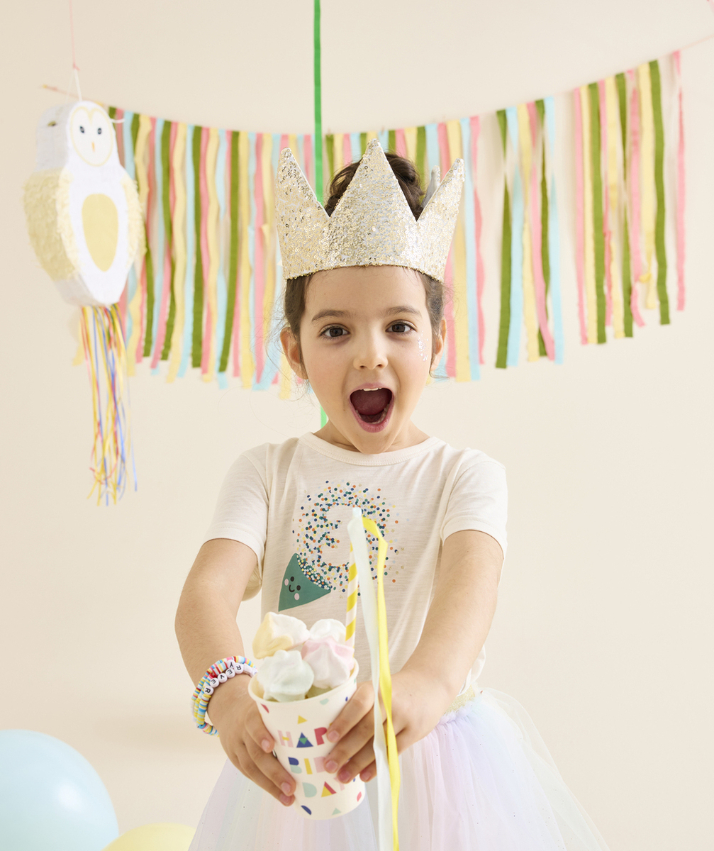t-shirt en coton bio écru thème anniversaire TAO 3 ans