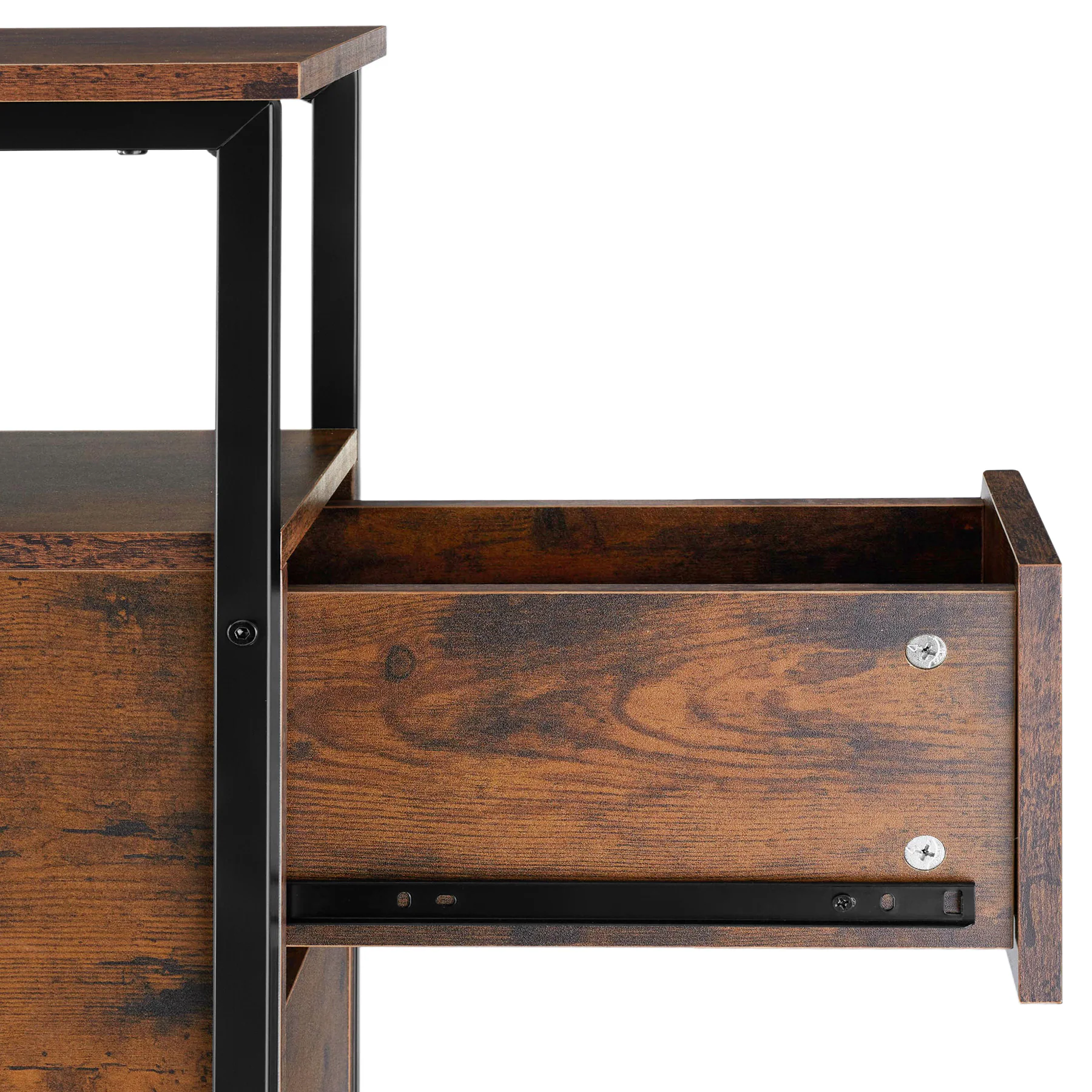 tectake® Nachttisch, Industrial Style, 2 Ablagen und 2 Schubladen, 30 x 49,5 x 61,5 cm