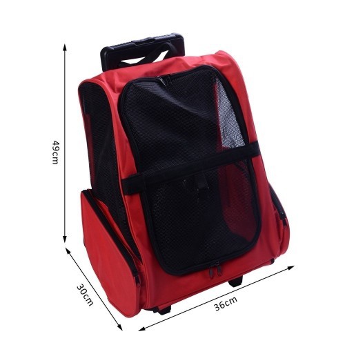 Carrinho/transportador 2 em 1 para animais de estimação PawHut, vermelho