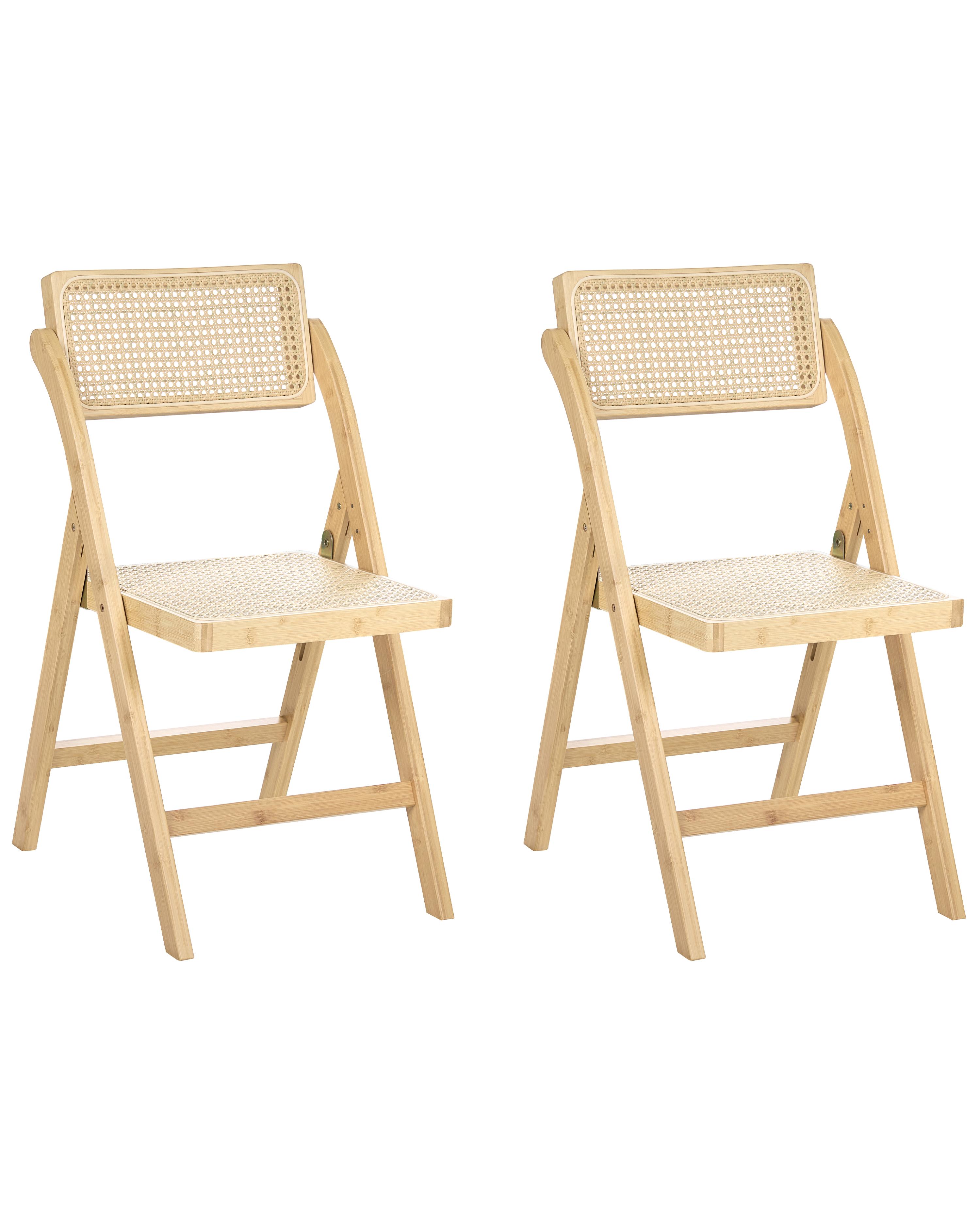 Set van 2 eetkamerstoelen inklapbaar MODANE Bamboehout Lichtbruin