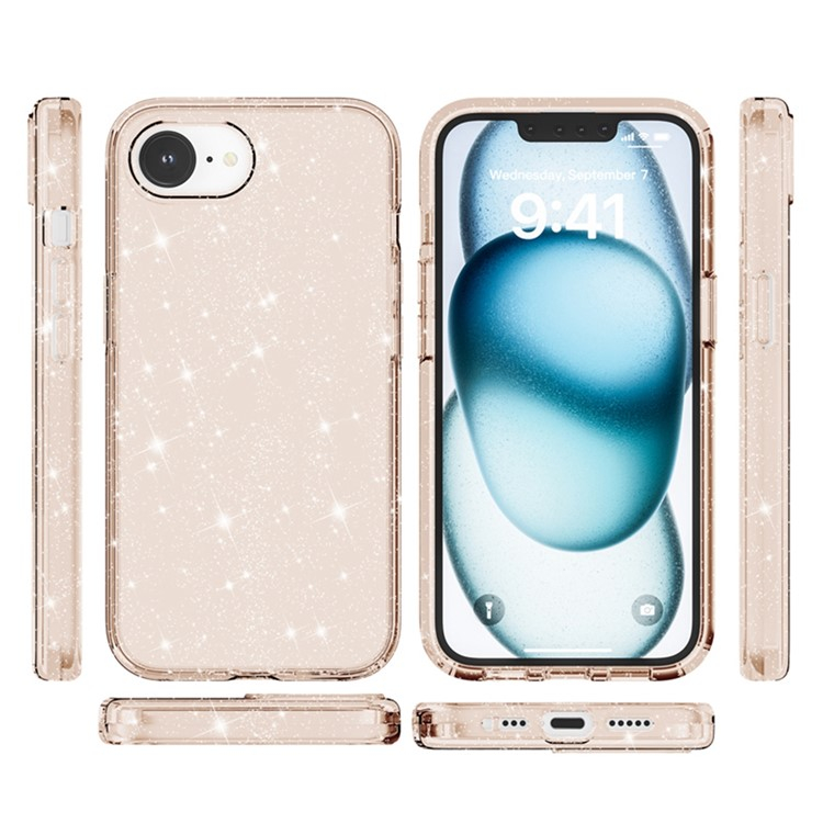 iPhone 16e Hybrid Hardcase Schutzhülle im Glitzer Design - Gold / Transparent