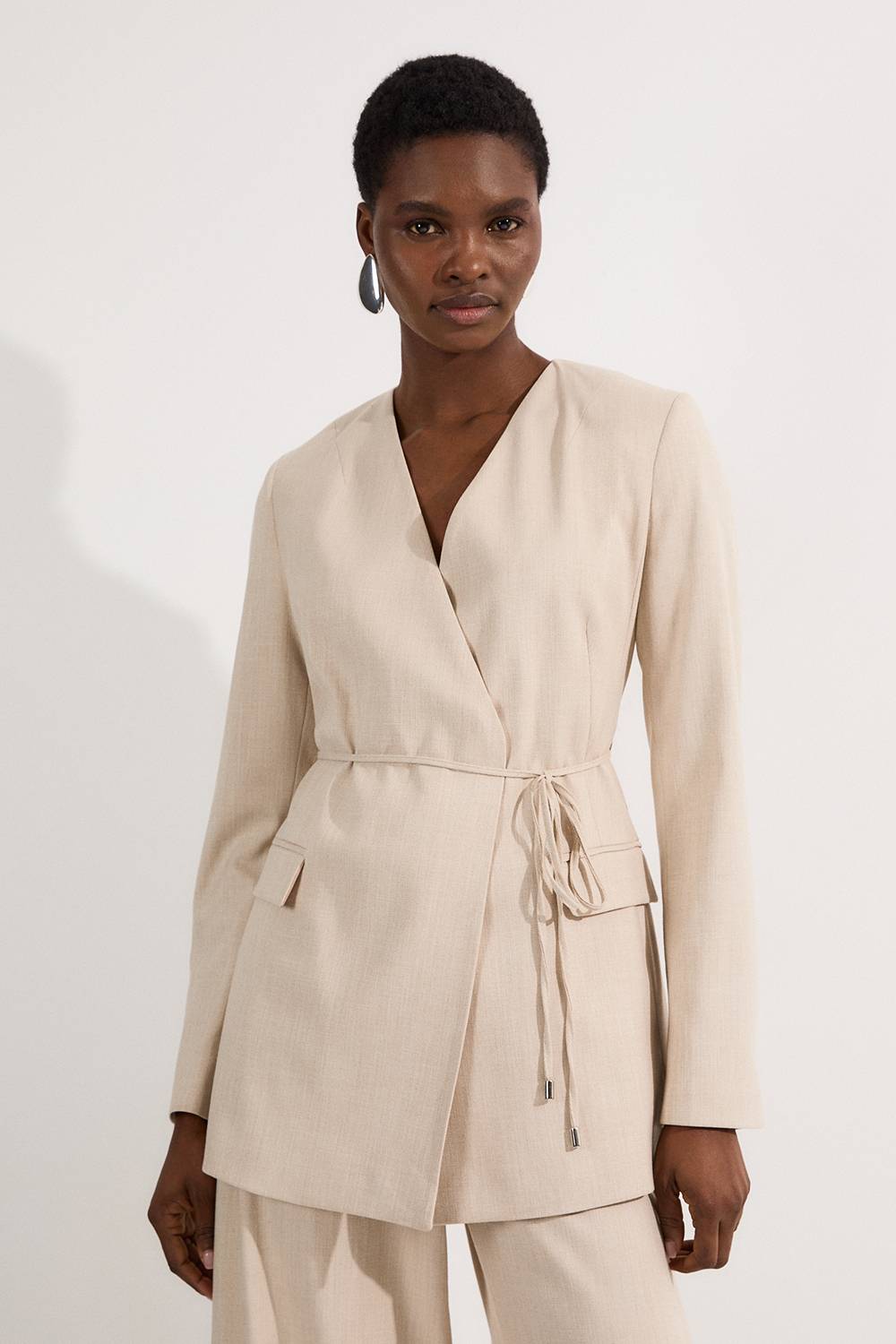 KarenMillen Blazer cintré marl à nouer à la taille