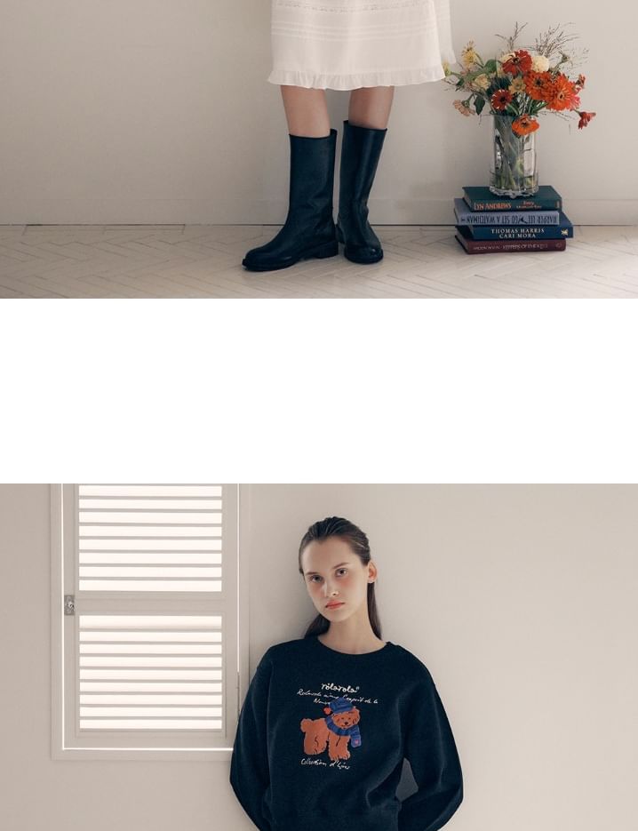 rolarola - Puppy Graphic Mélange Sweatshirt (Zwart)