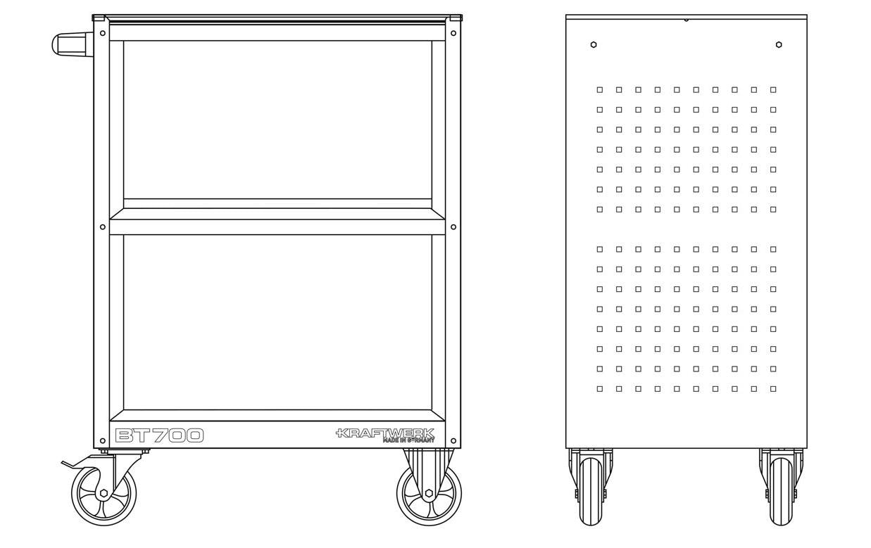 Werkstattwagen BT700<br>Servicewagen mit Gummimatte