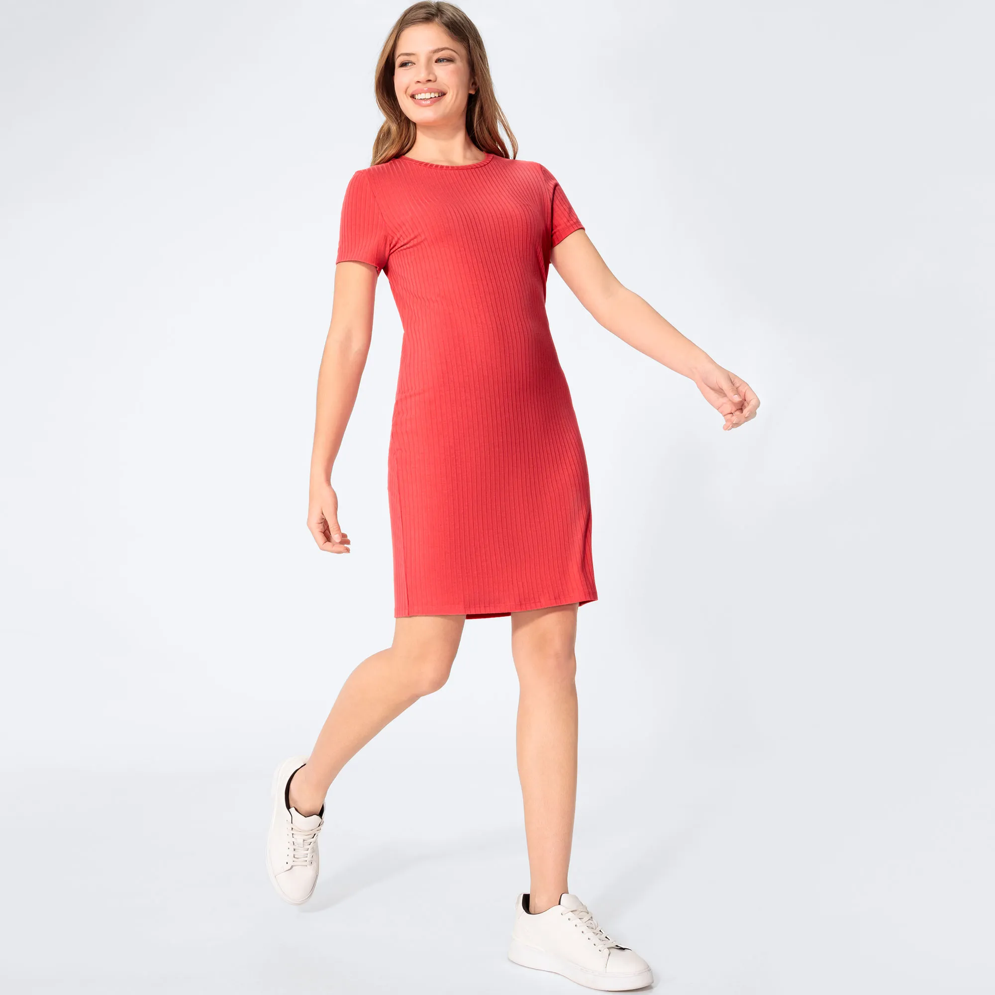 Damen-Kleid mit Rippstruktur