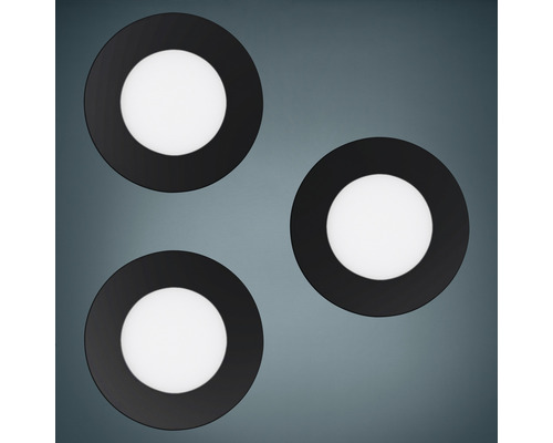 LED Smart Light Inbouwspotset, Dimbaar, IP44, 2,8W, 360 lm CCT, Ø 8,5/7,5 cm, Zwart, 230V, 3 Stuks - Compatibel met SMART HOME van hornbach