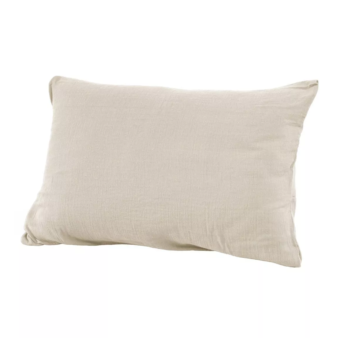 Taie d'oreiller rectangulaire gaze de coton (50 x 80 cm) Gaïa Beige pampa
