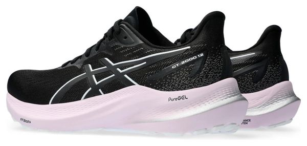 Chaussures Running Asics GT-2000 12 Noir/Blanc Femme