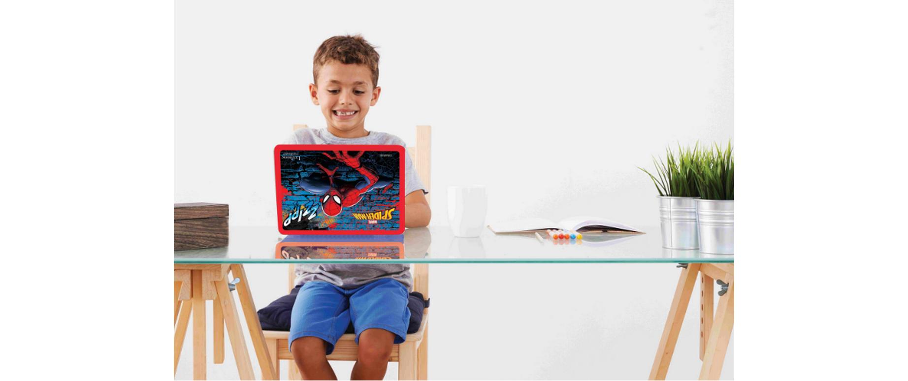 Lern-Laptop SpiderMan DE/ENG mit 124 Aktivitäten Blau/RotZweisprachiger sprechender Bildungslaptop