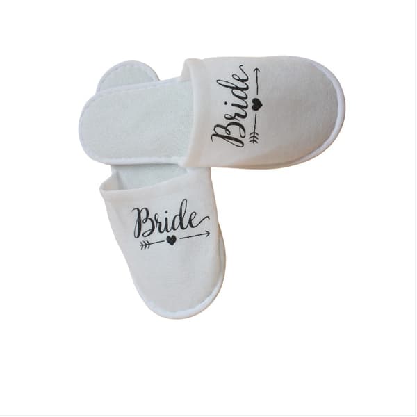 INF Bryllup Tøfler med 'Bride' Bokstaver - Perfekt for Pyjamasfest og Hotellbruk Sort
