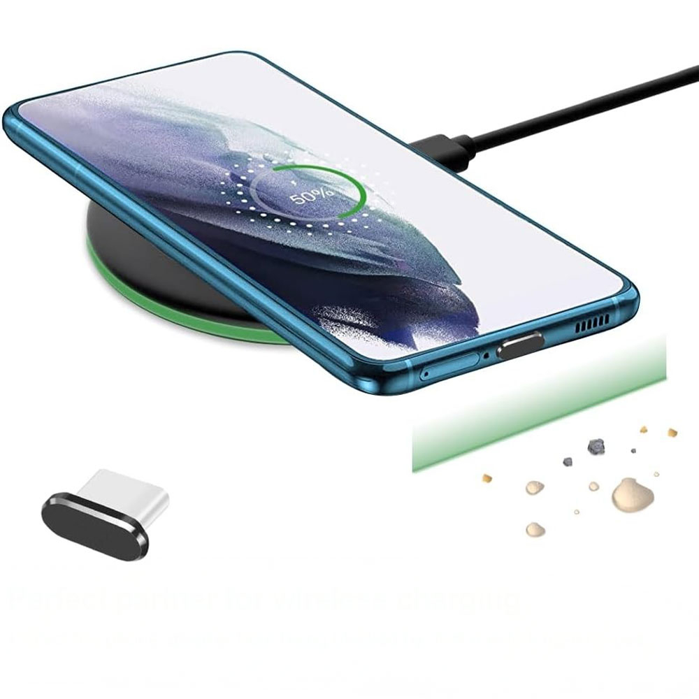 (4er Set) USB C Anti Staub Silikon Schutzstecker Anschlusskappen für Laptop / Notebook / Smartphones inkl. Reinigungsbürste - Schwarz / Transparent
