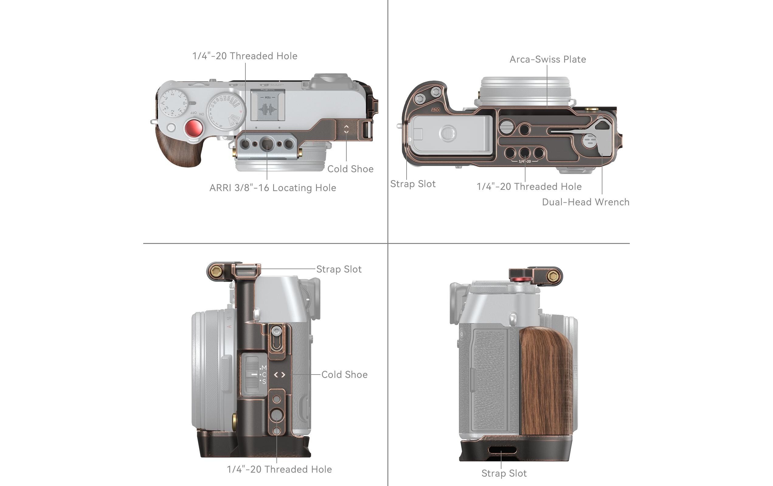 Cage «Retro» für FUJIFILM X100VI<br>Bietet eine schützende Panzerung und verbessert die Funktionalität der Kamera