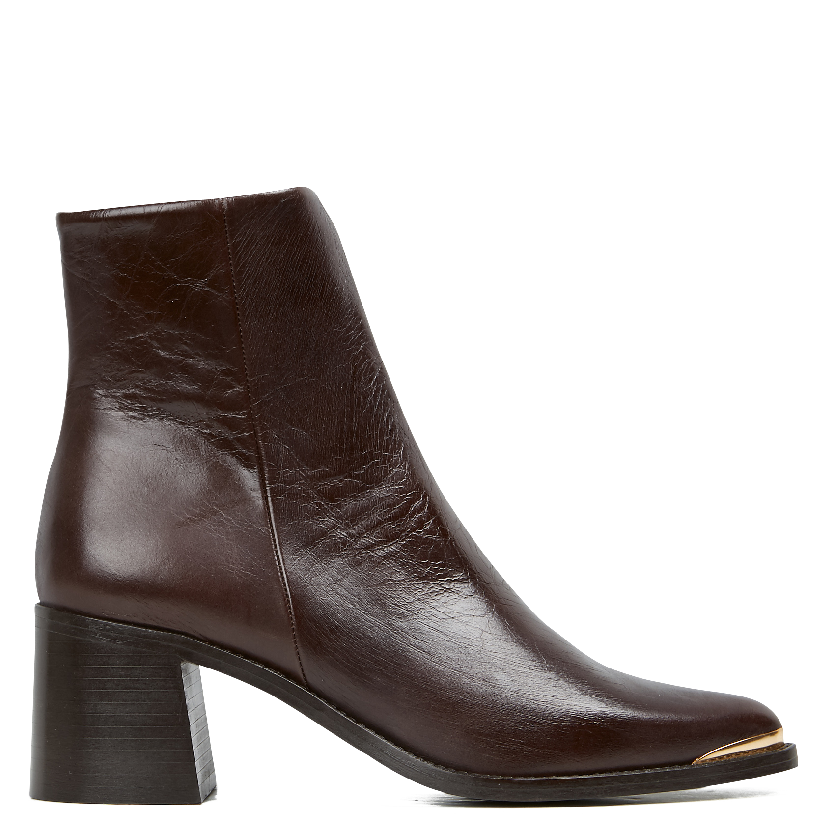 DELO - Bottines à bout pointu en cuir vieilli | Marron