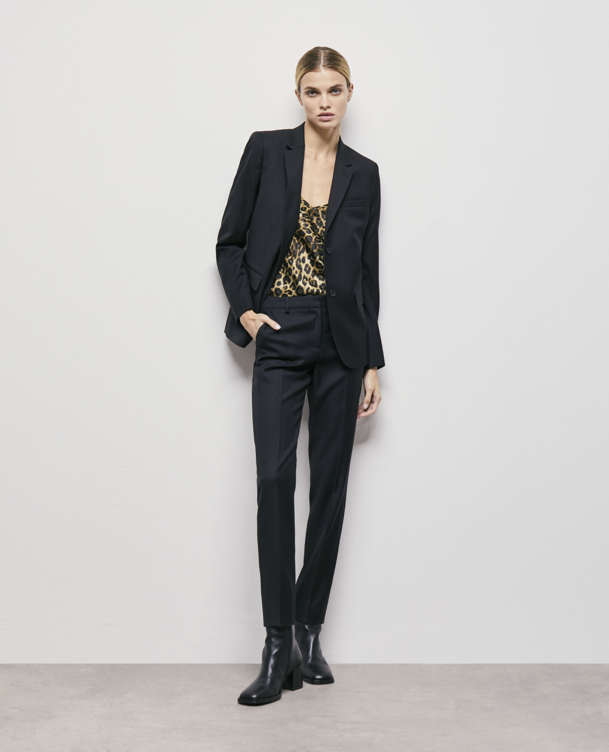 Pantalon de costume en laine noir