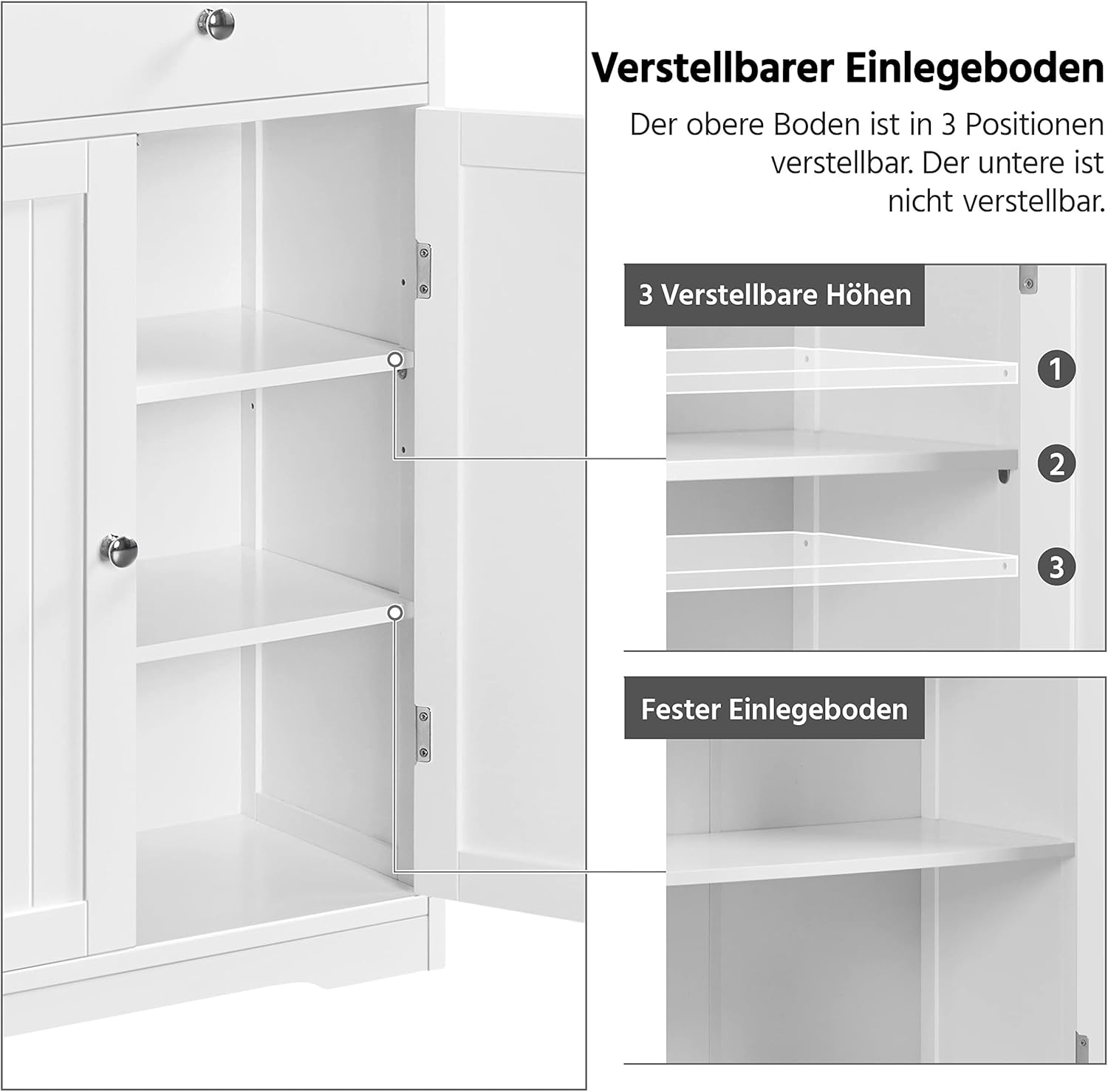 Yaheetech Badezimmerschrank Badschrank mit 4 Schubladen & 1 Schrank und verstellbarem Einlegeboden Badekommode Unterschrank für Badezimmer/Eingang/Flur, 81 x 30 x 81,5 cm, Weiß