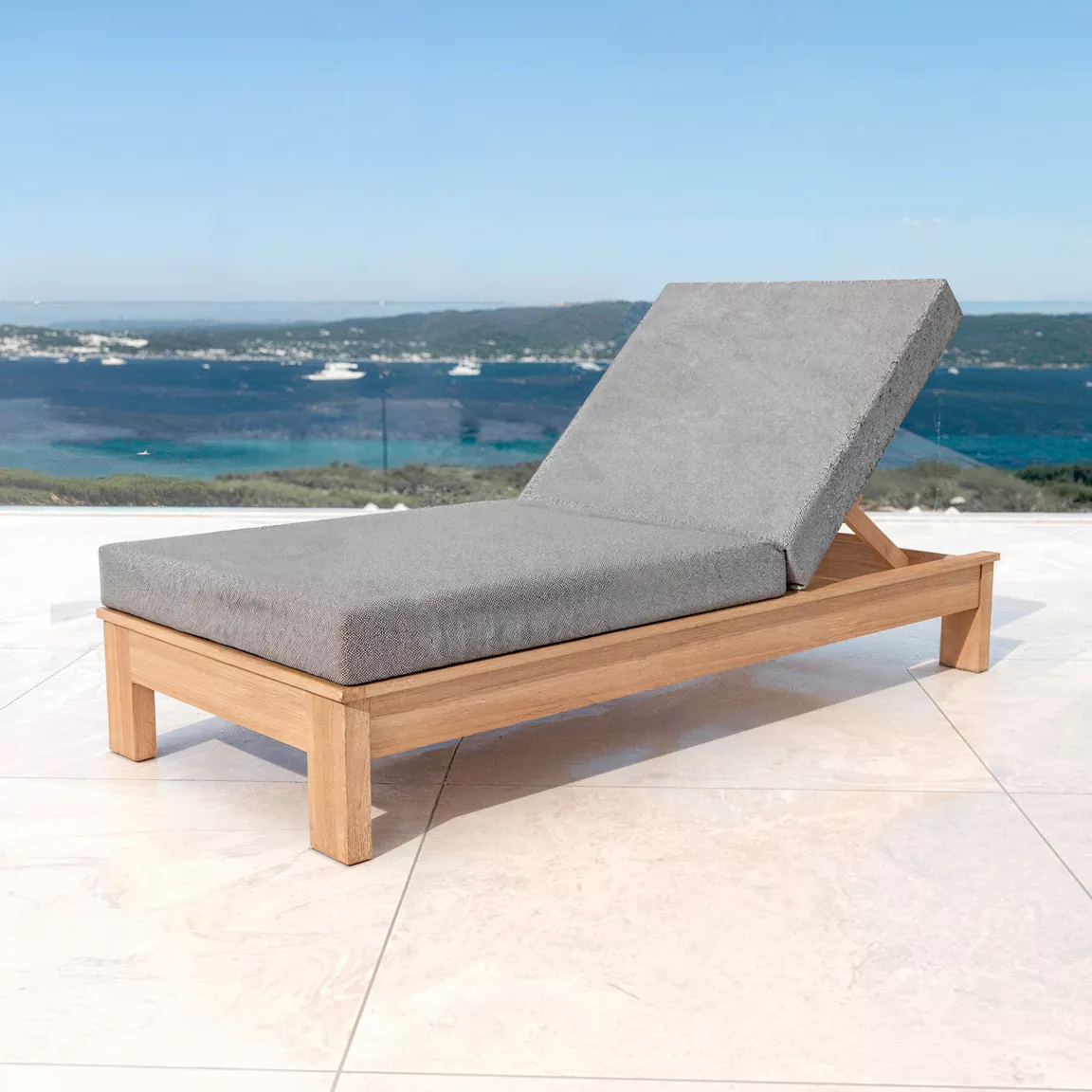 Transat en bois d'acacia Bornéo Gris anthracite
