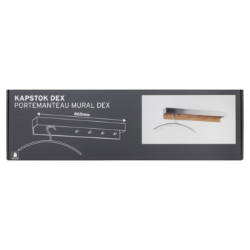 Siro kapstok 5 haken Dex RVS / hout 664 mm