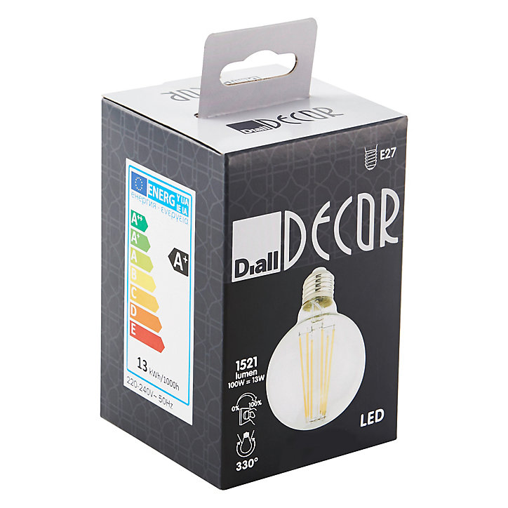 Ampoule à filament globe LED Diall E27 Ø80mm 12W=100W blanc chaud