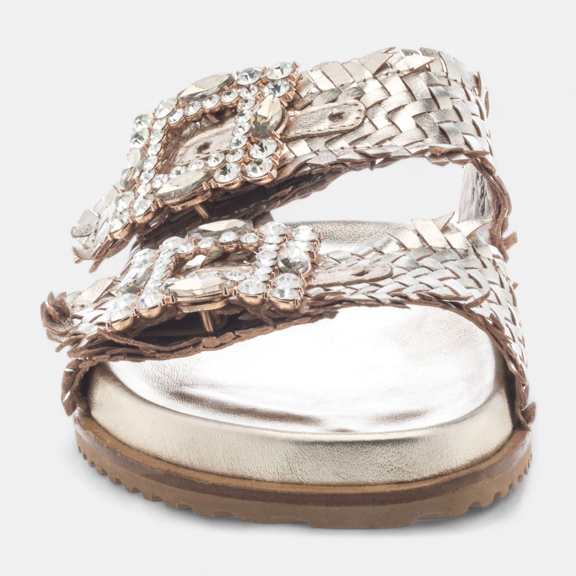 Mules Femme en cuir or