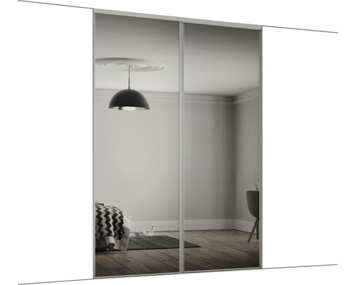 Schuifdeurset Spacepro spiegel, 2400x1500 mm incl. loopwerk + railset