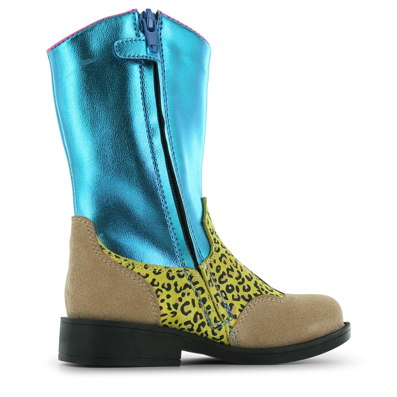 Shoesme blauwe cowboylaars met print Metallic, Microfiber leer, Suède | Sal