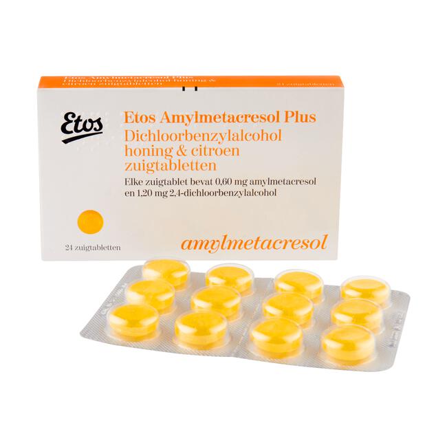 Etos Honing & Citroen zuigtablet, Amylmetacresol Plus Dichloorbenzylalcohol
