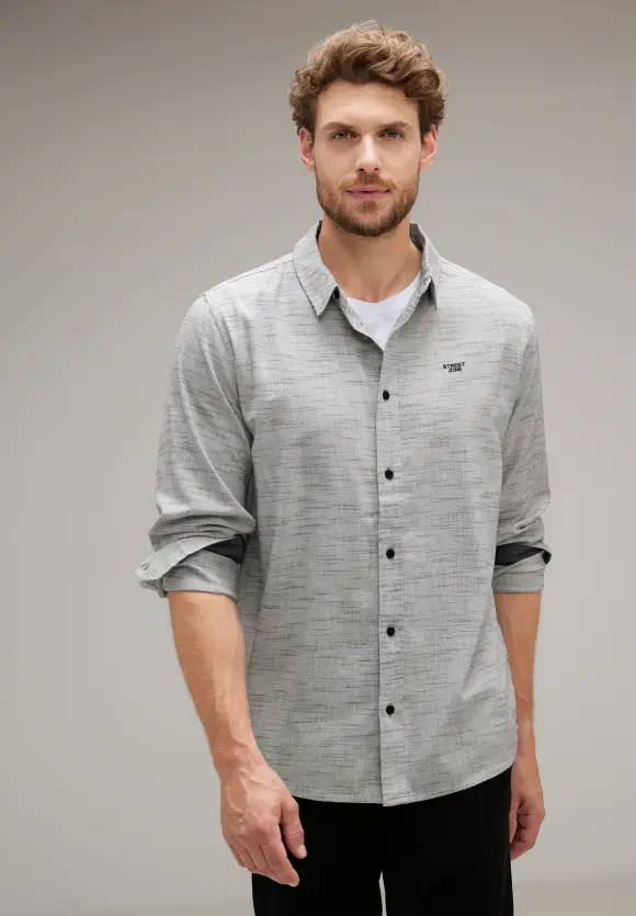 Melange Hemd - stone grey melange