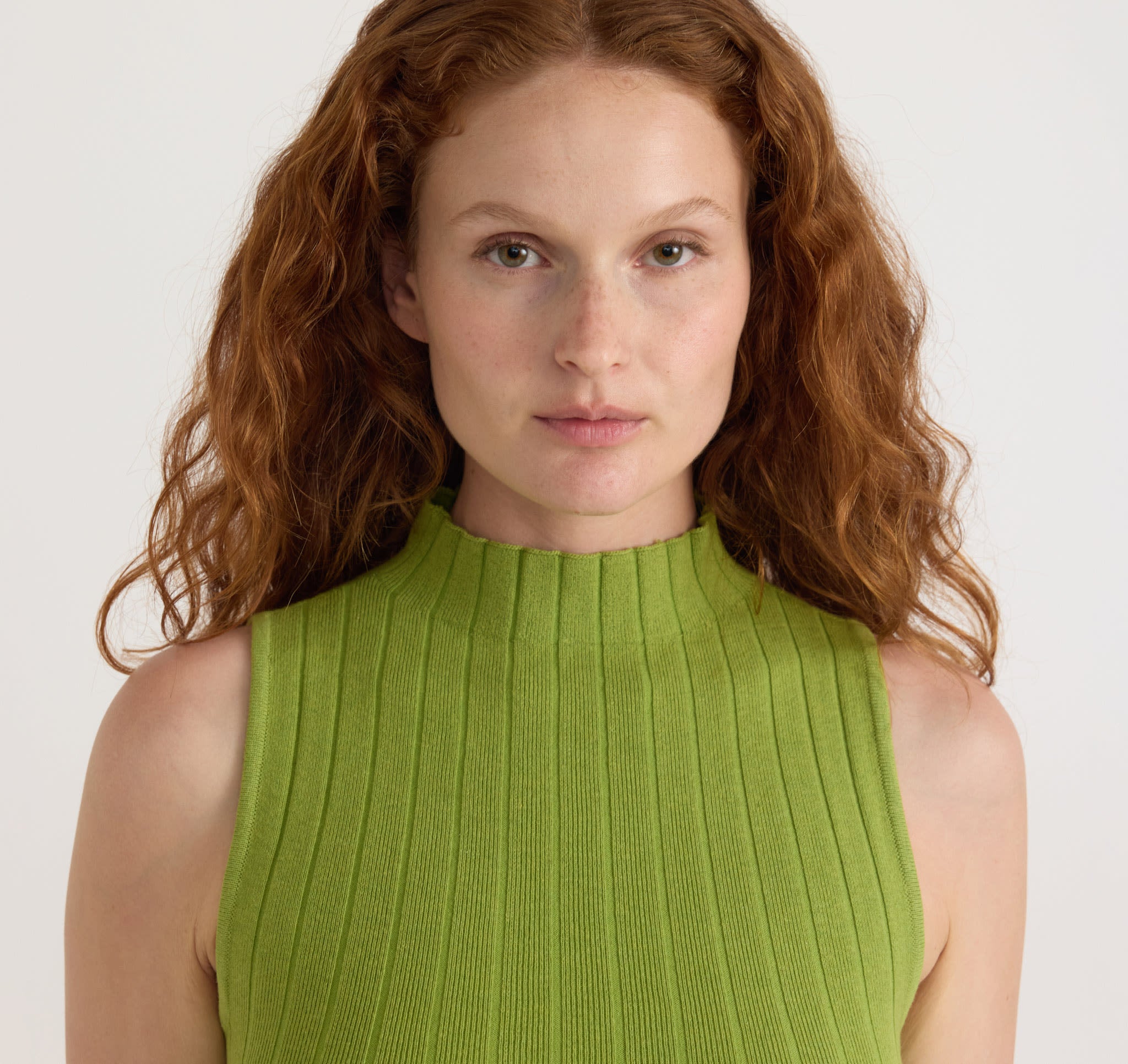 COTTON<br>Soft Knit Rib Mock Neck Dress