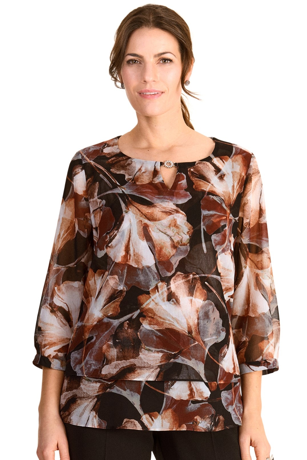 HERMANN LANGE Collection Druckbluse , im Lagenlook und mit floralem Muster