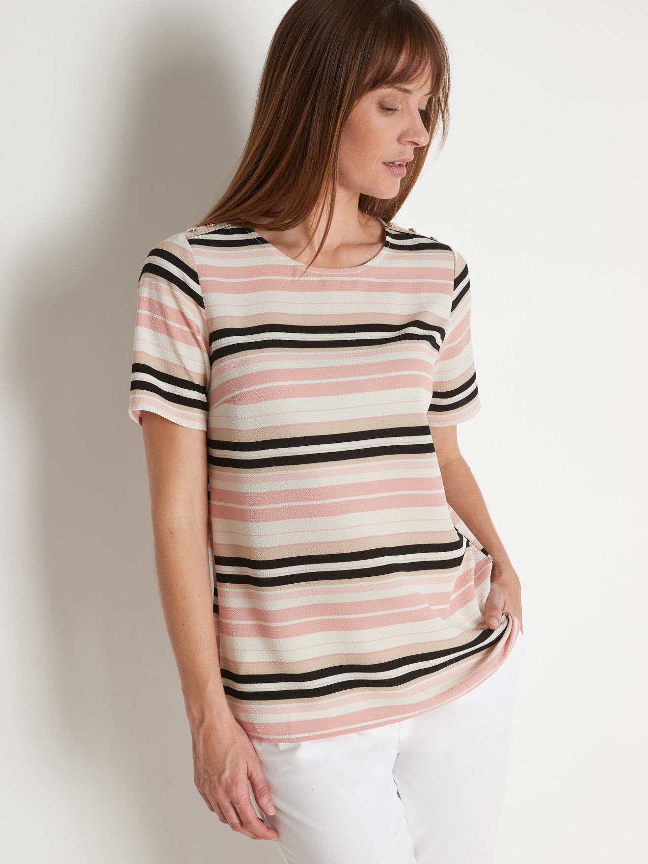 Blouse en crêpe encolure ronde
