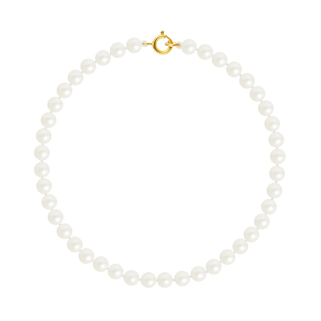 Mitzuko Bracelet Linon Or Jaune Perles d'Eau Douce blanc naturel