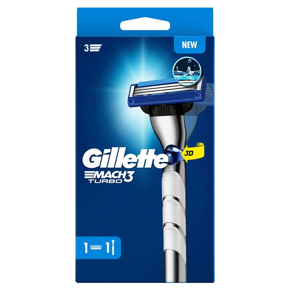Gillette Mach3 Rasierapparat<br>1 Stück, Turbo 3D mit 1 Klinge