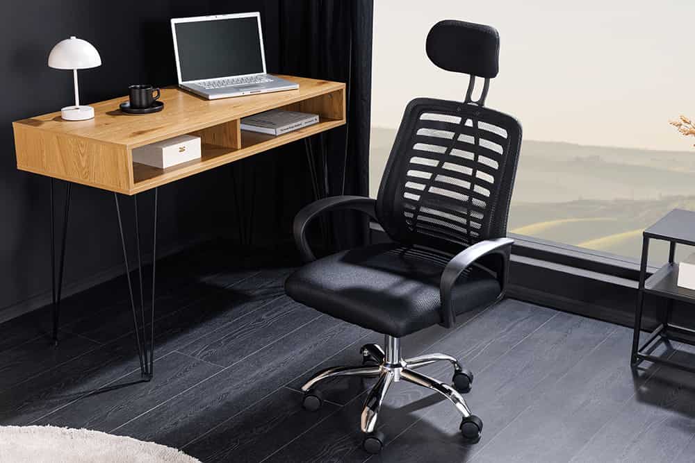 Höhenverstellbarer Bürostuhl YOGA schwarz Butterfly-Mechanik drehbar mit Armlehne