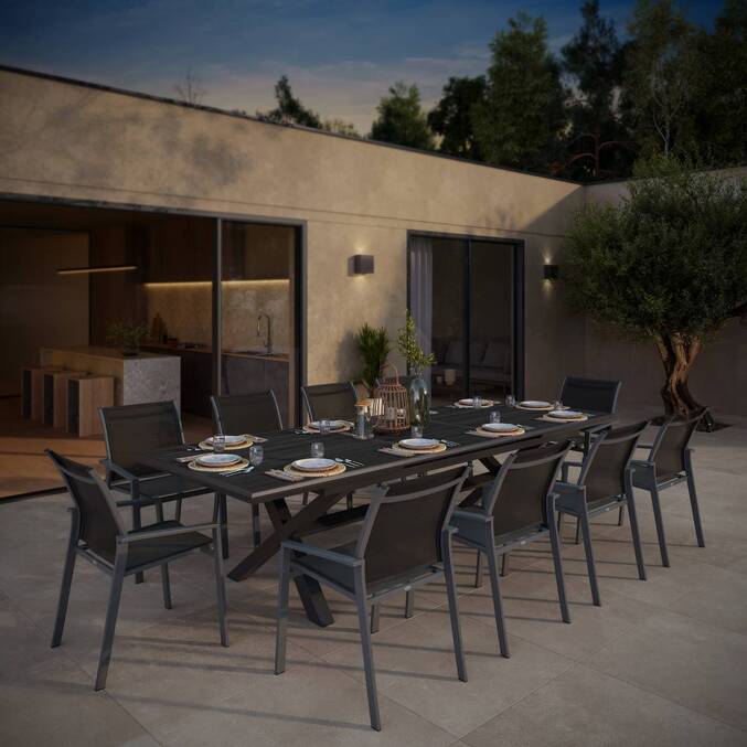 Fauteuil de jardin empilable ESSENTIA Anthracite / Graphite