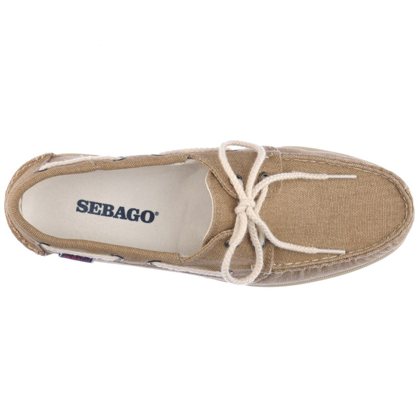 DOCKSIDES PORTLAND WASHED CANVAS BEIGE CAMEL-Chaussures bateau pour homme en toile