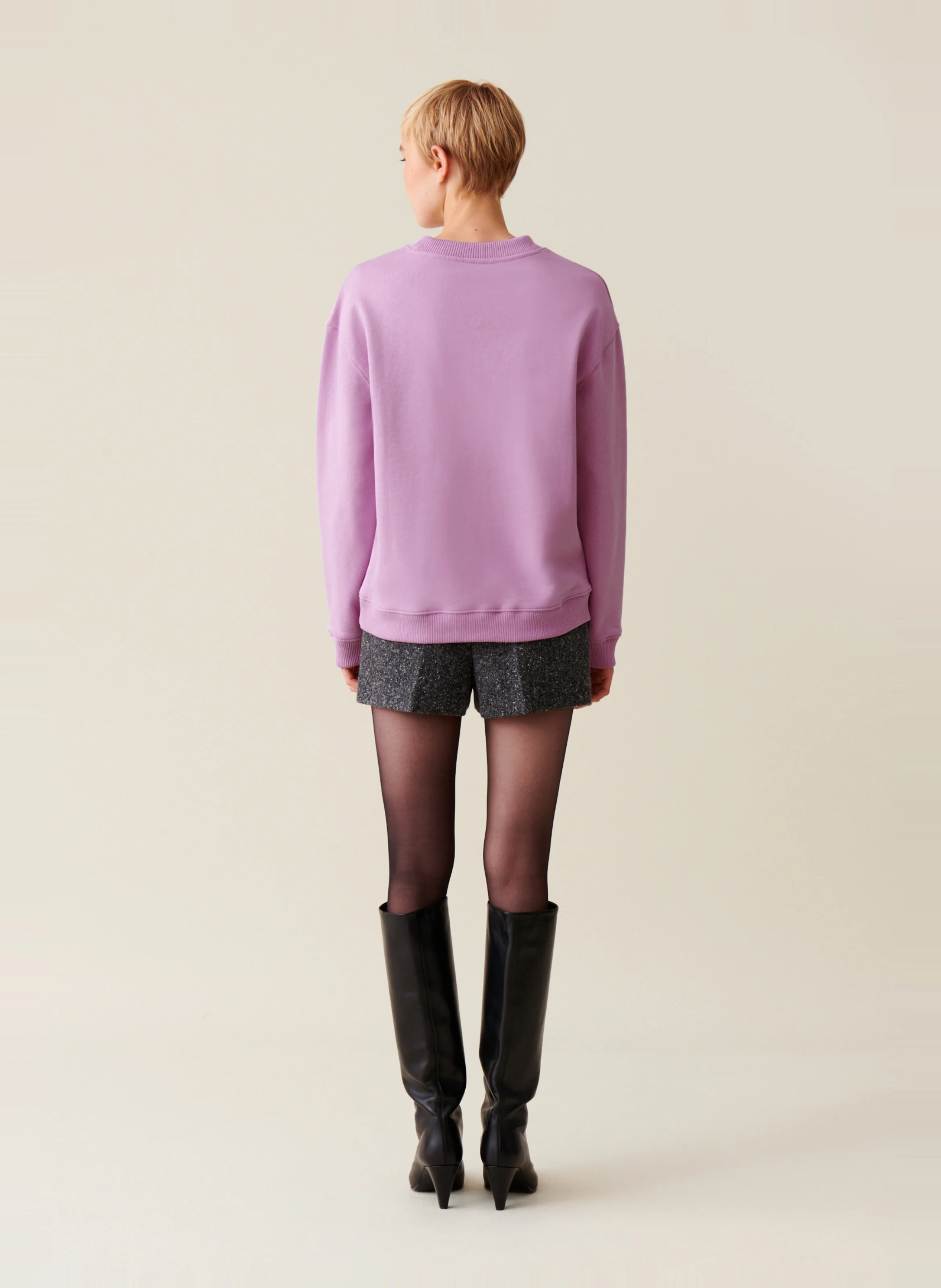 Sweatshirt ample imprimé en coton | Rose