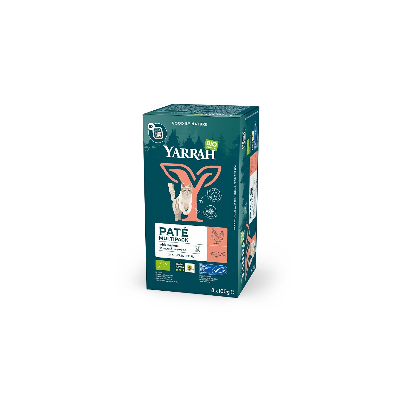Yarrah Bio Nassfutter Katze Schalen Multipack Pastete Lachs 8x100g