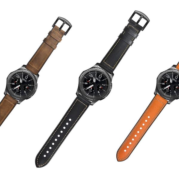 INF Klokkereim i sort lær til Samsung Gear S3 Classic, Frontier, Galaxy Watch 22 mm