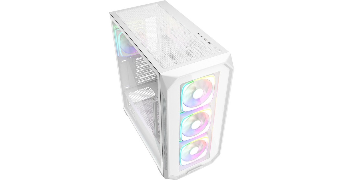 SharkoonAK5G RGB midi tower behuizing  (Wit | 2x USB-A | 1x USB-C | RGB | Tempered Glass)