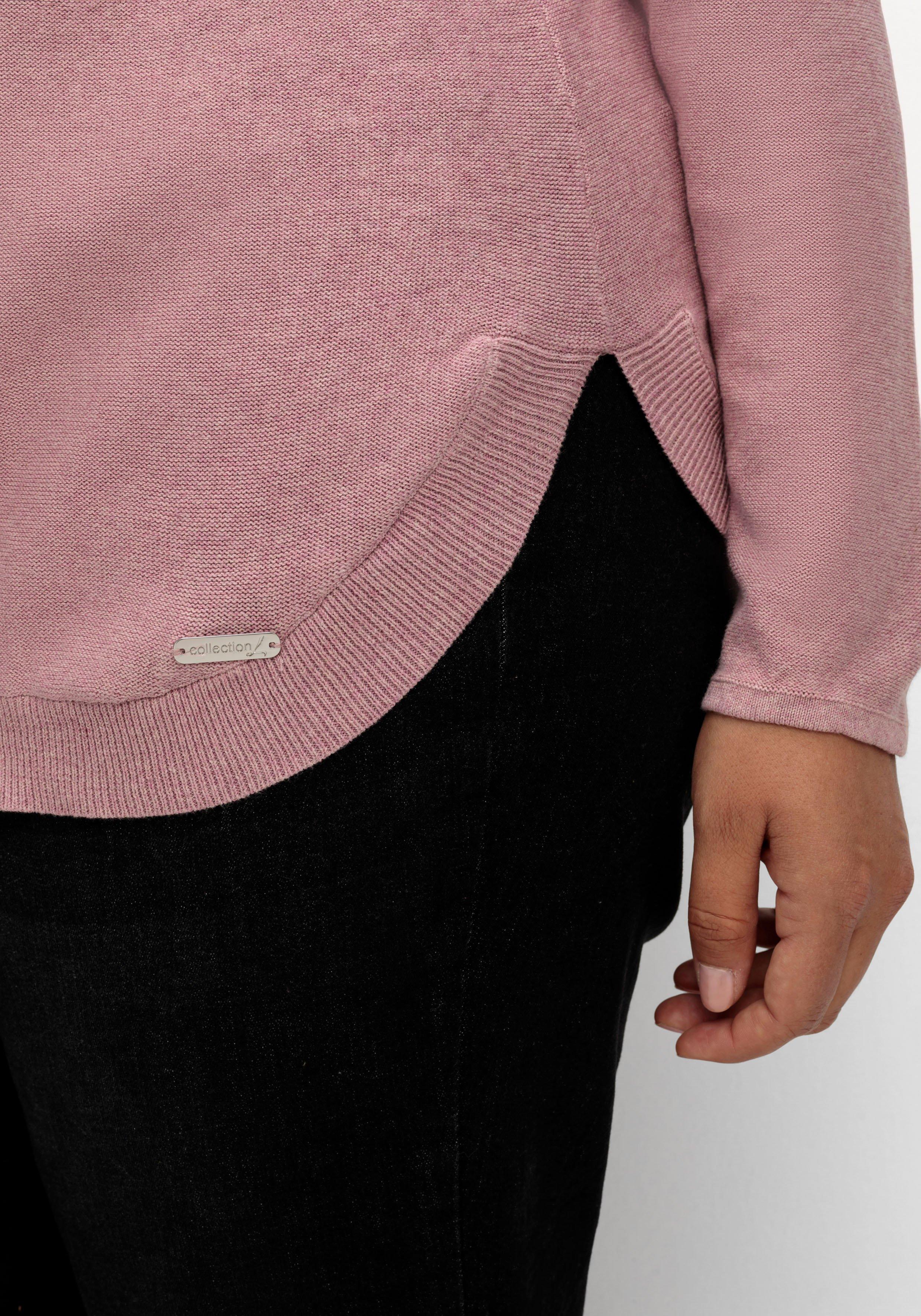 Pullover mit Stehkragen und gerundetem Saum