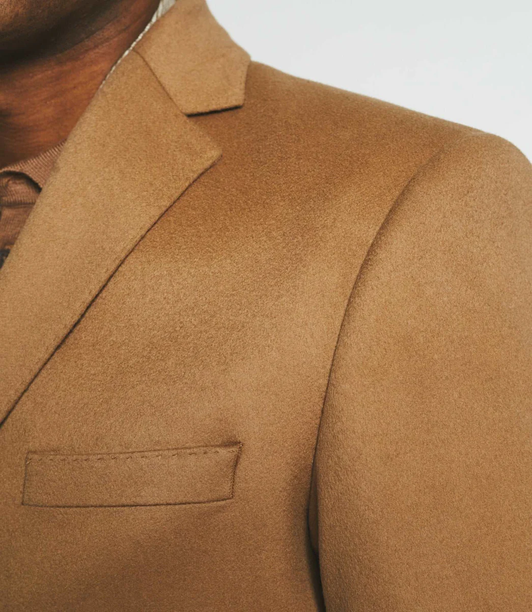 Manteau ville en laine et cachemire camel INDALECIO