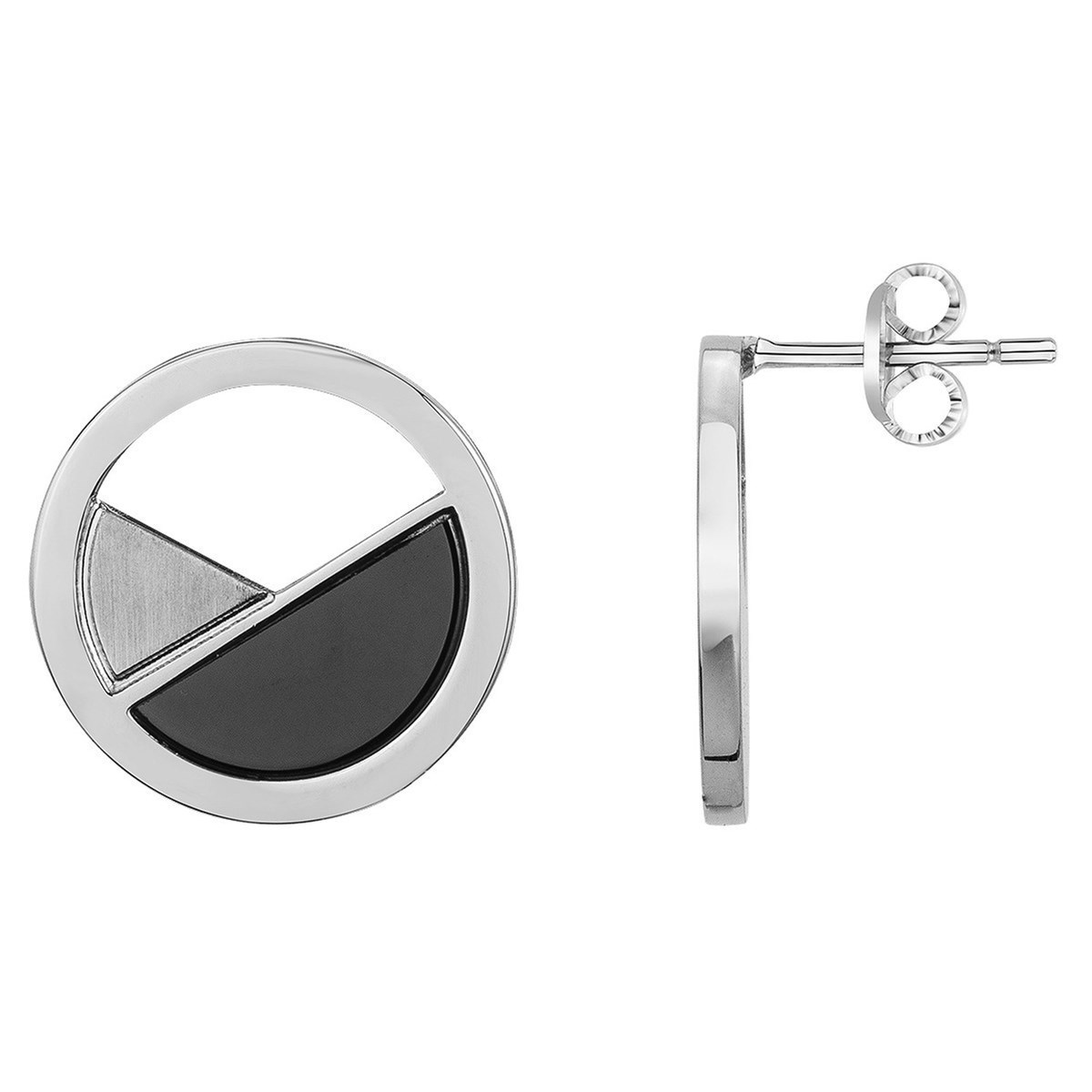 Boucles d'oreilles clous en Acier 316L et céramique - blanc brillant