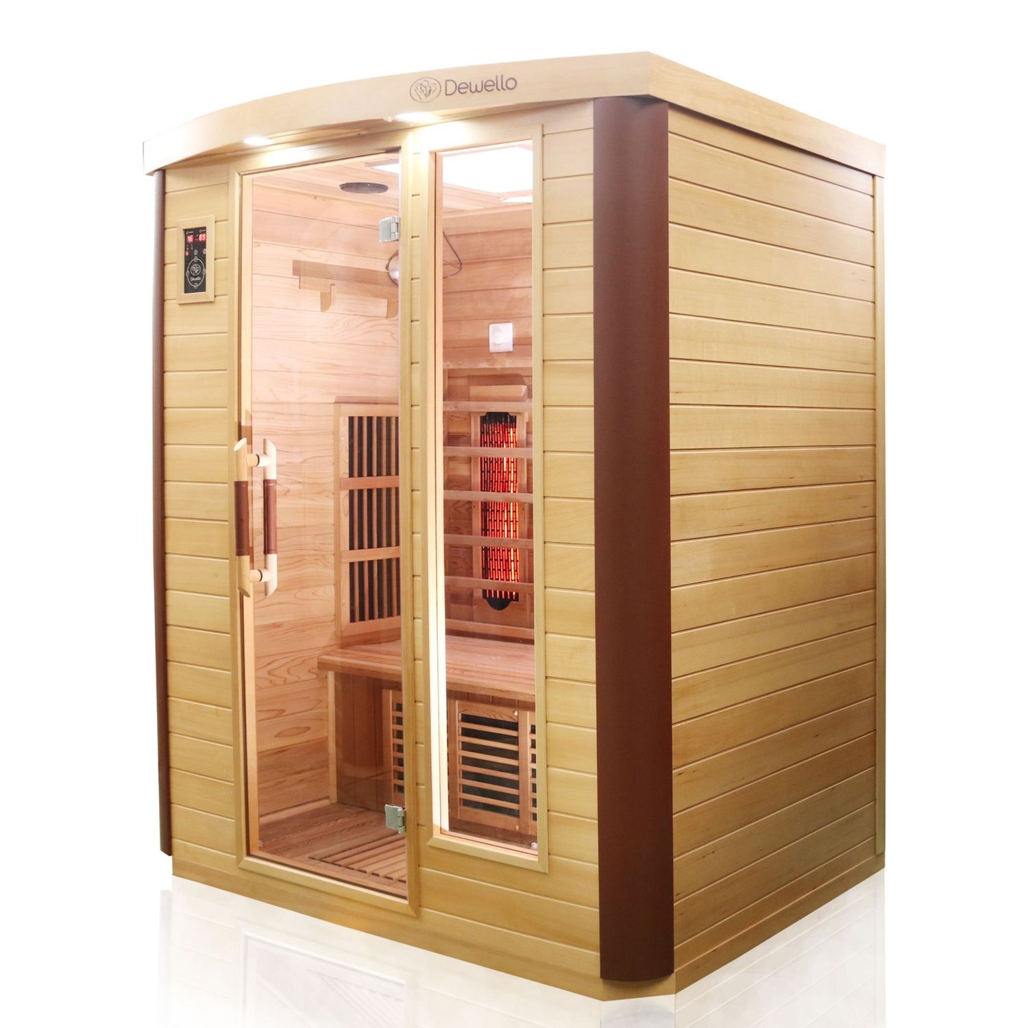 Dewello® Infrarotkabine Infrarotsauna TORONTO 160cm x 110cm inkl. 5 Vollspektrumstrahler, 4 Karbonstrahler, 4 Personen