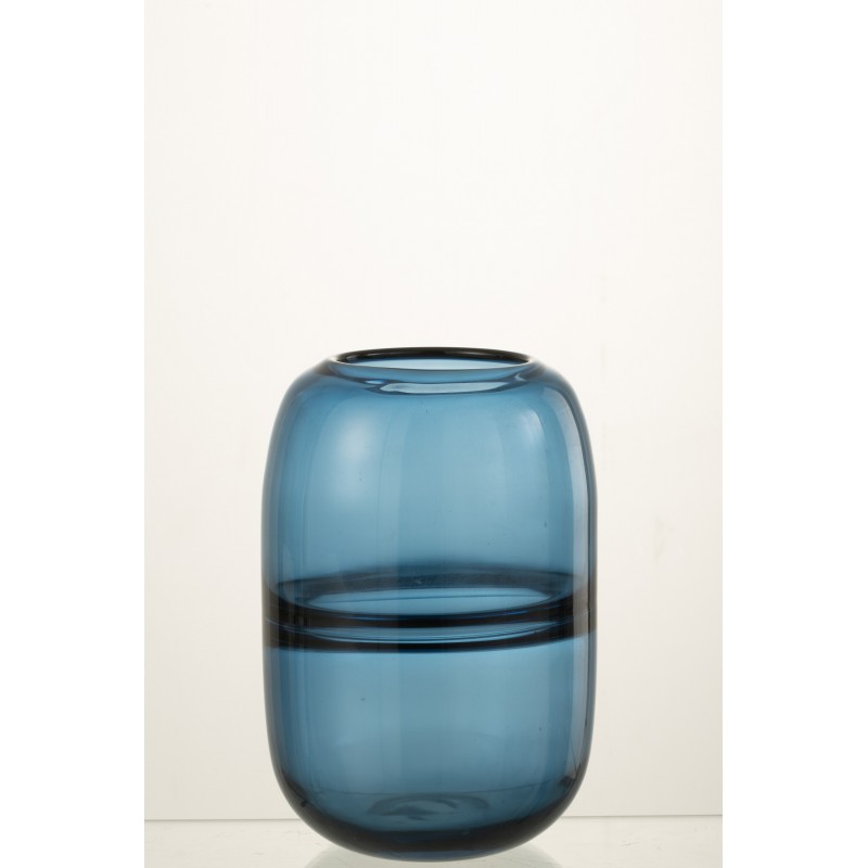 Vase en verre bleu 13.5x13.5x20 cm
