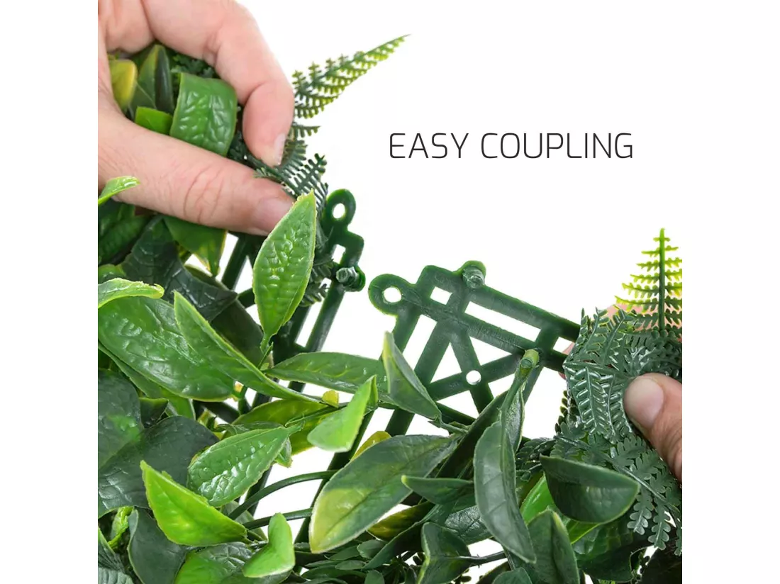 Buxus - Décoration de mur vert artificiel, jeu de 4 panneaux de haie artificielle 50x50 cm