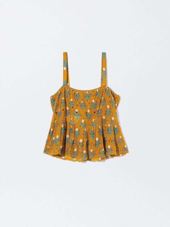 Blusa estampada com bordado - Amarela