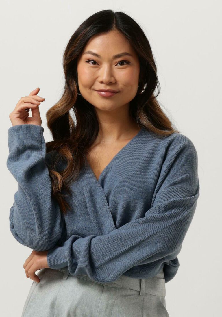 ANOTHER LABEL blauwe another label trui len knitted pull l/s