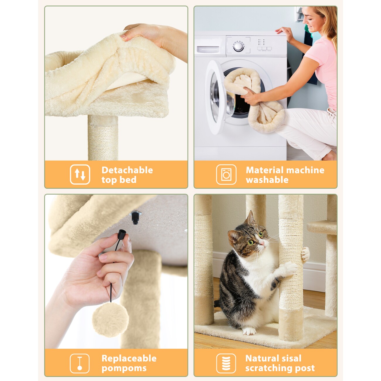 Pawz Road mehrstöckiger Kratzbaum 150cm beige