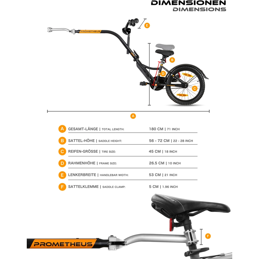 PROMETHEUS BICYCLES® Tandem Fahrradanhänger 18 Zoll