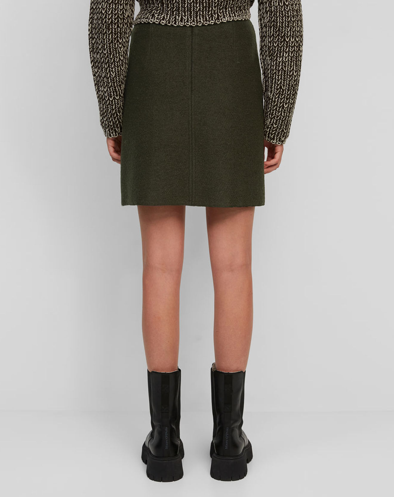 Marc O'Polo Jupe en 100% Laine vierge bouillie marron foncé